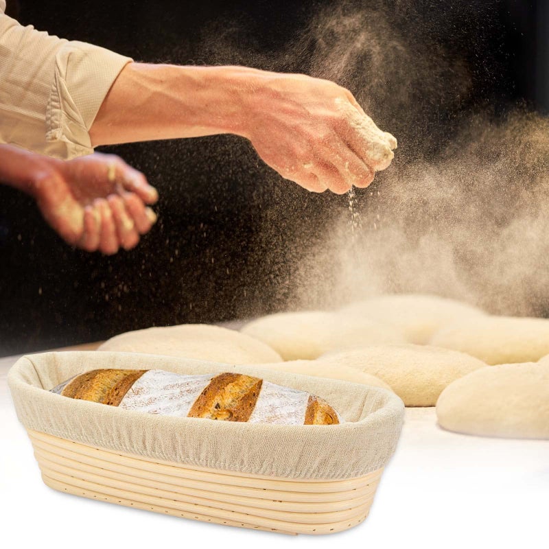 Stormshopping 11.8 inch Oval Long Banneton Brotform Bread Dough Proofing Rising Rattan Basket & Liner - Image 5